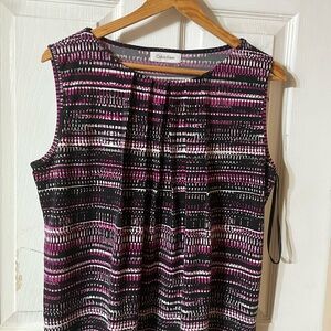 Calvin Klein Vibrant Pink and Black Patterned Top